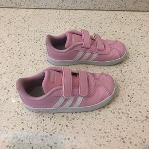 Adidas size 10 toddler girl pink tennis shoes.